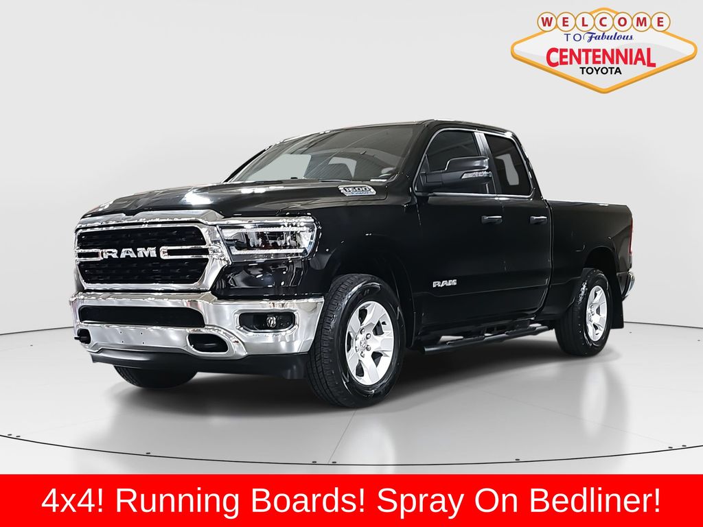 Diamond Black Crystal Pearlcoat 2023 RAM 1500 Big Horn Quad Cab 4WD Pickup Truck Four-Wheel Drive 8-Speed Automatic
