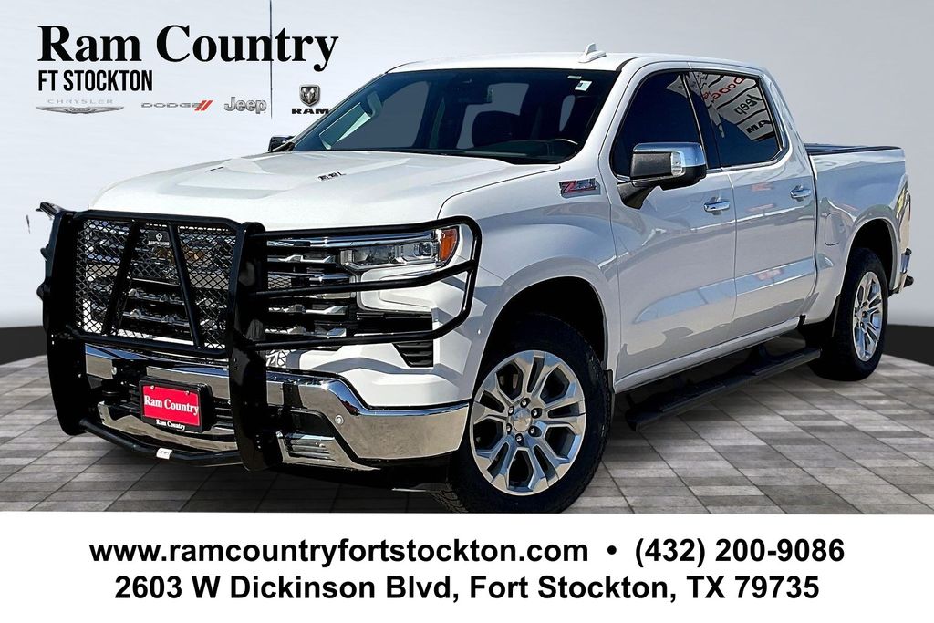 Summit White 2023 Chevrolet Silverado 1500 LTZ Crew Cab 4WD Pickup Truck Four-Wheel Drive Automatic