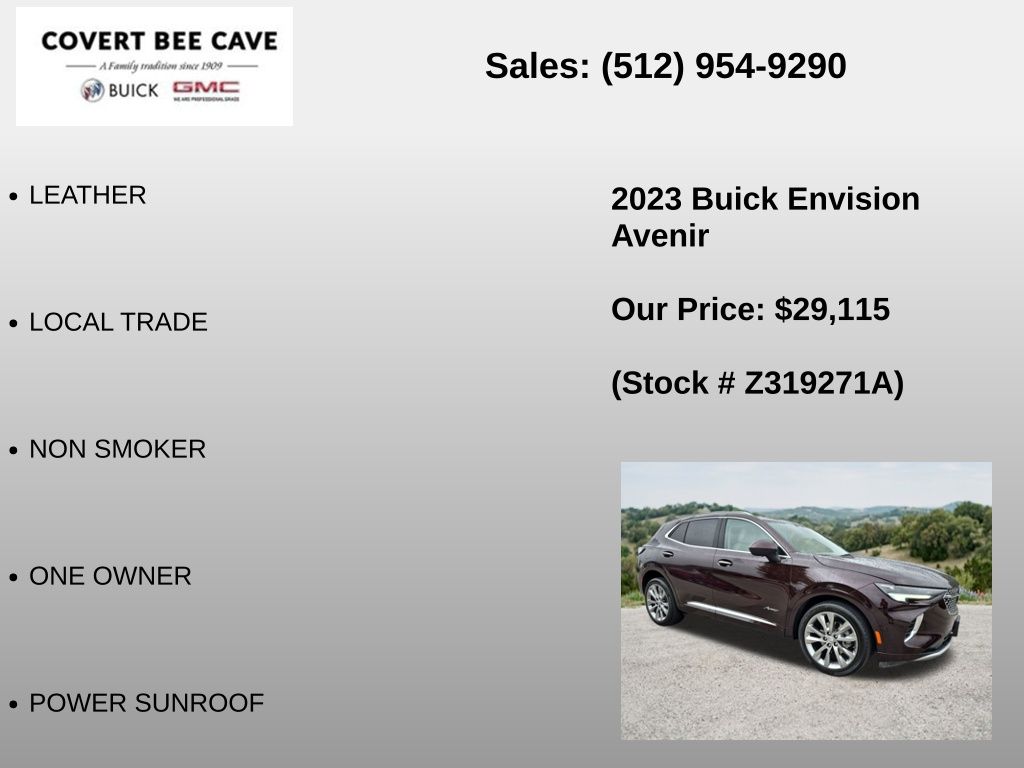 Used Car 2023 Buick Envision  Avenir For Sale Under $30,000 In Austin, Texas