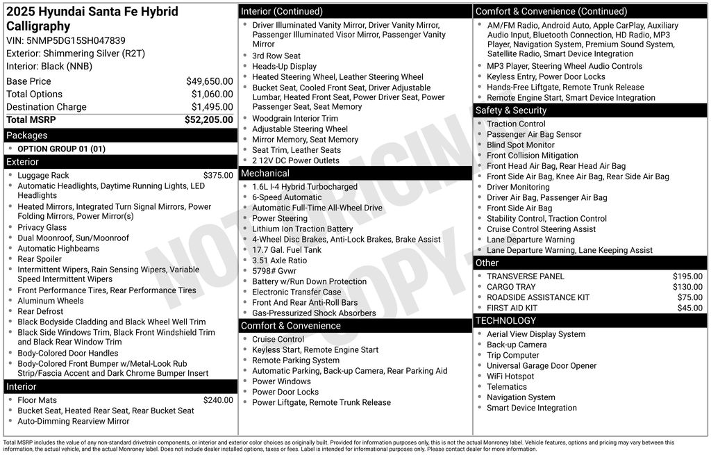 Used Car 2025 Hyundai Santa Fe Hybrid  Calligraphy For Sale Under $50,000 In Austin, Texas