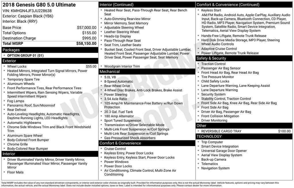 Used Car 2018 Genesis G80  5.0 Ultimate For Sale Under $20,000 In Austin, Texas