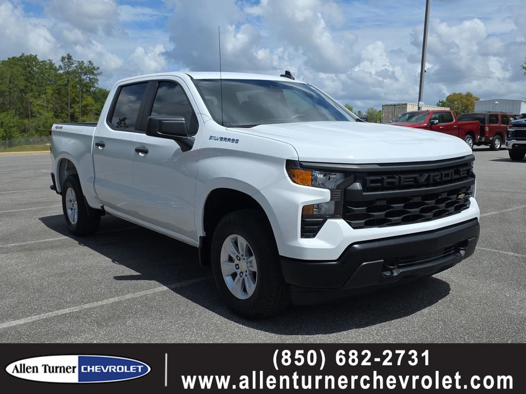 Summit White 2024 Chevrolet Silverado 1500 Work Truck Crew Cab 4WD Pickup Truck Four-Wheel Drive 8-Speed Automatic