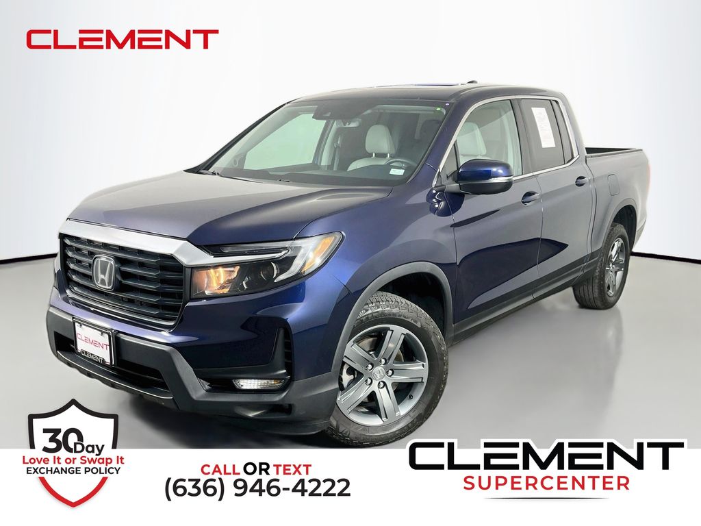 Black (Obsidian Blue Pearl) 2023 Honda Ridgeline Pickup Truck All-Wheel Drive 9-Speed Automatic