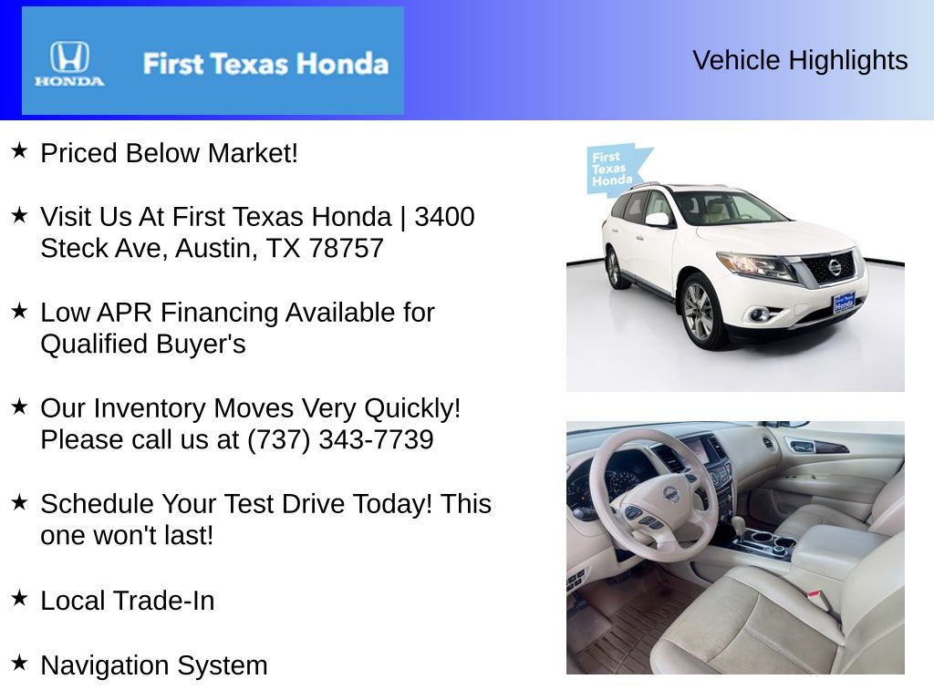 Used Car 2015 Nissan Pathfinder  Platinum For Sale Under $12,000 In Austin, Texas