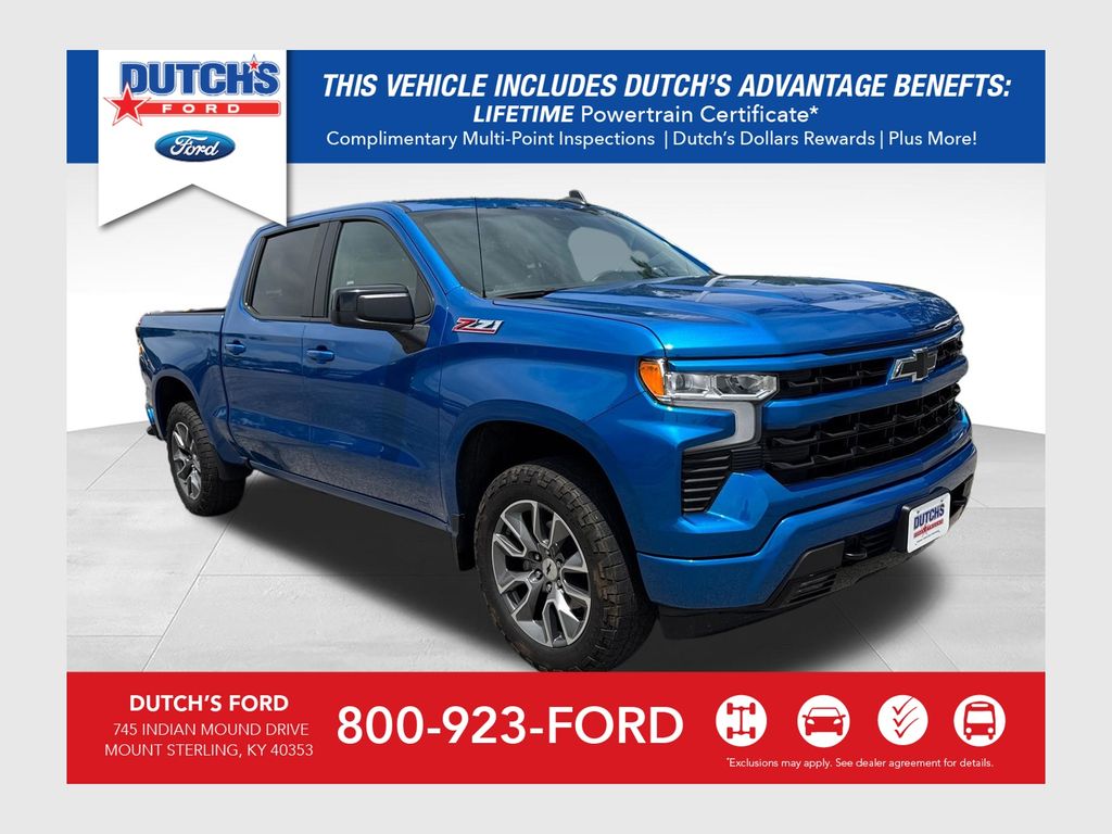 Glacier Blue Metallic 2024 Chevrolet Silverado 1500 Pickup Truck Four-Wheel Drive Automatic
