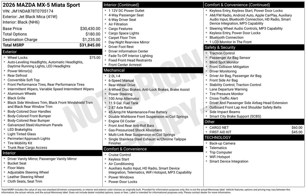 2026 Mazda MX-5 Miata Sport's photo