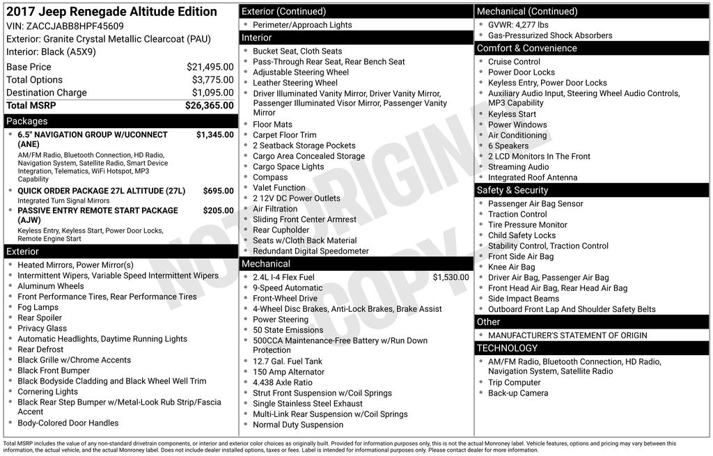 2017 Glacier Metallic Jeep Renegade Altitude FWD SUV