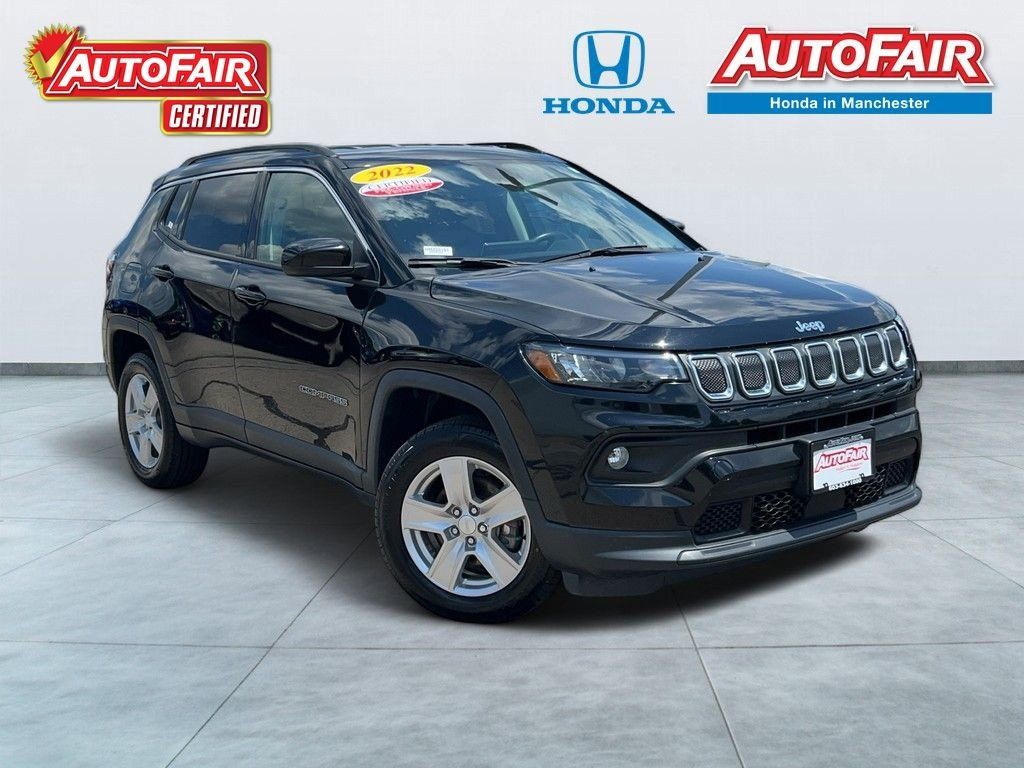Diamond Black Crystal Pearlcoat 2022 Jeep Compass SUV / Crossover Four-Wheel Drive 9-Speed Automatic