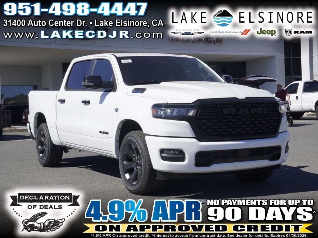 Bright White Clearcoat 2026 RAM 1500 Big Horn Crew Cab 4WD Pickup Truck Four-Wheel Drive 8-Speed Automatic