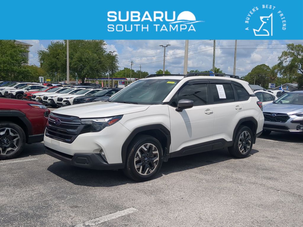 Crystal White Pearl 2025 Subaru Forester Premium Crossover AWD SUV / Crossover All-Wheel Drive Continuously Variable Transmission