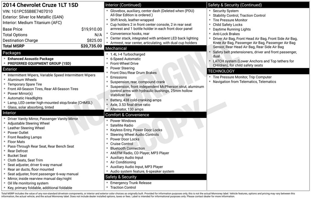 2014 Chevrolet Cruze 1LT