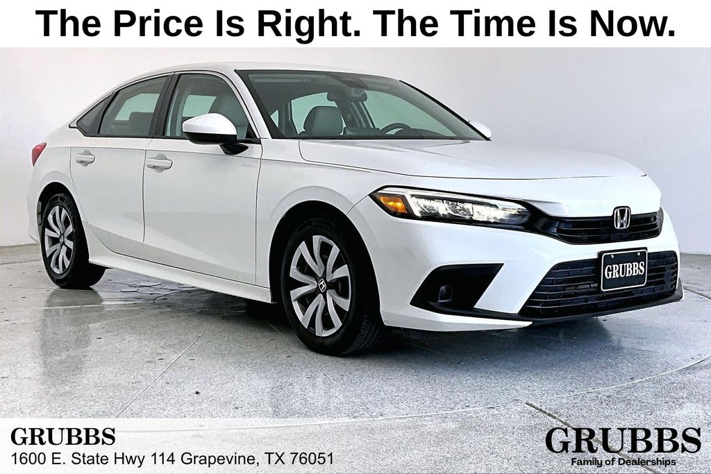 Platinum White Pearl 2023 Honda Civic Sedan Front-Wheel Drive Continuously Variable Transmission