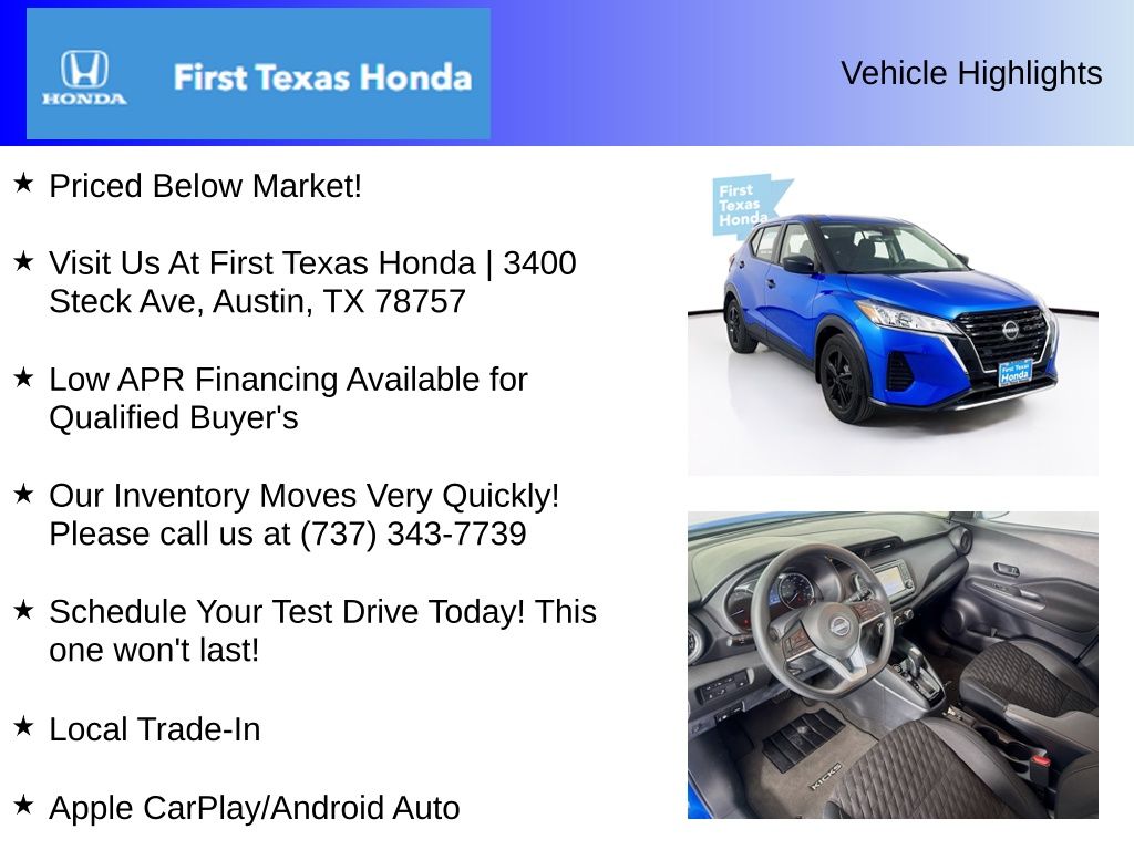 Used Car 2022 Nissan Kicks  S For Sale Under $20,000 In Austin, Texas