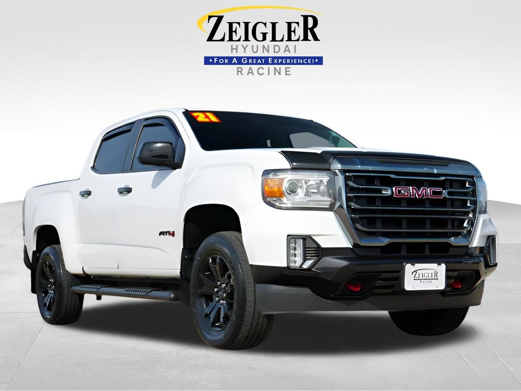 Summit White 2021 GMC Canyon AT4 Crew Cab 4WD with Leather Pickup Truck Four-Wheel Drive 8-Speed Automatic