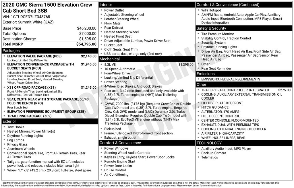 Used Car 2020 Gmc Sierra 1500  Elevation For Sale Under $40,000 In Taylor, Texas