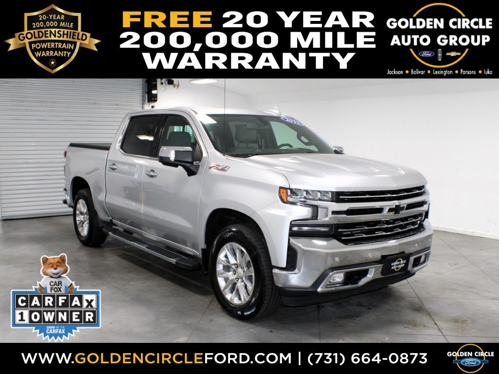 Silver Ice Metallic 2022 Chevrolet Silverado 1500 LTZ Crew Cab 4WD Pickup Truck Four-Wheel Drive 8-Speed Automatic