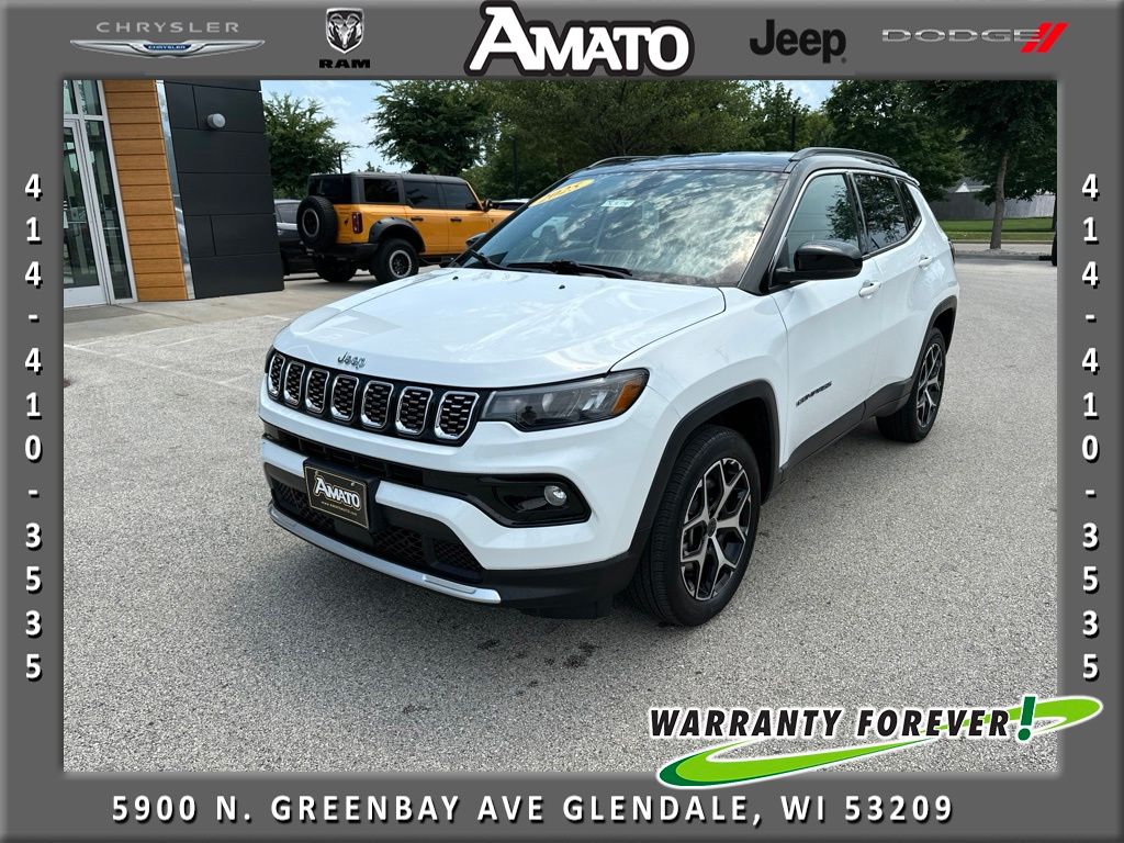 Bright White Clearcoat 2025 Jeep Compass SUV / Crossover Four-Wheel Drive 8-Speed Automatic