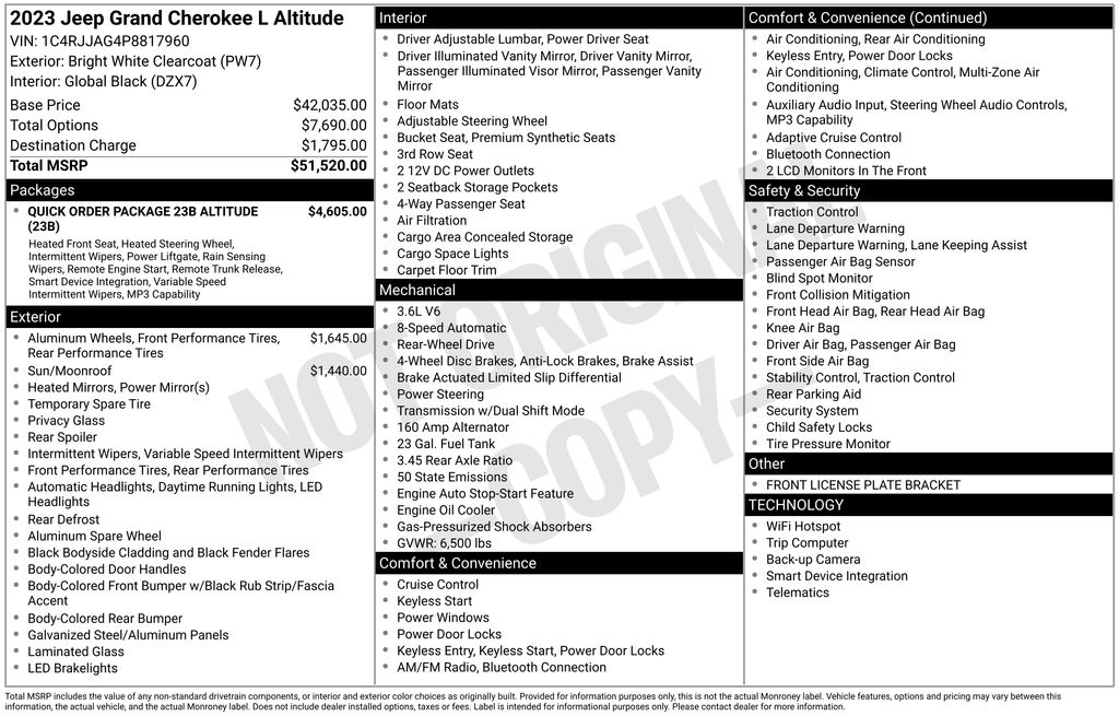 Used Car 2023 Jeep Grand Cherokee L  Altitude For Sale Under $30,000 In Austin, Texas