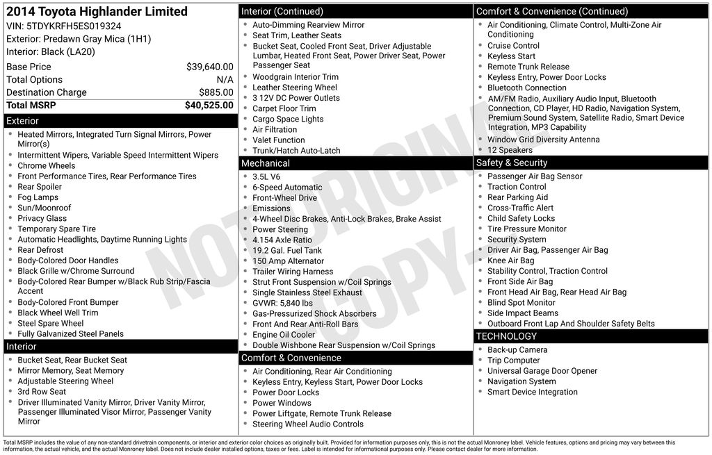 2014 Predawn Gray Mica Toyota Highlander Limited FWD SUV