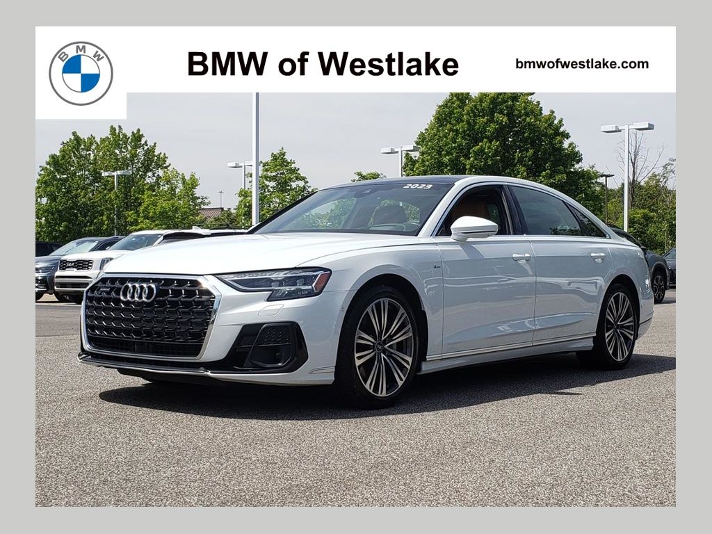 Glacier White Metallic 2023 Audi A8 L quattro 55 TFSI Sedan All-Wheel Drive 8-Speed Automatic