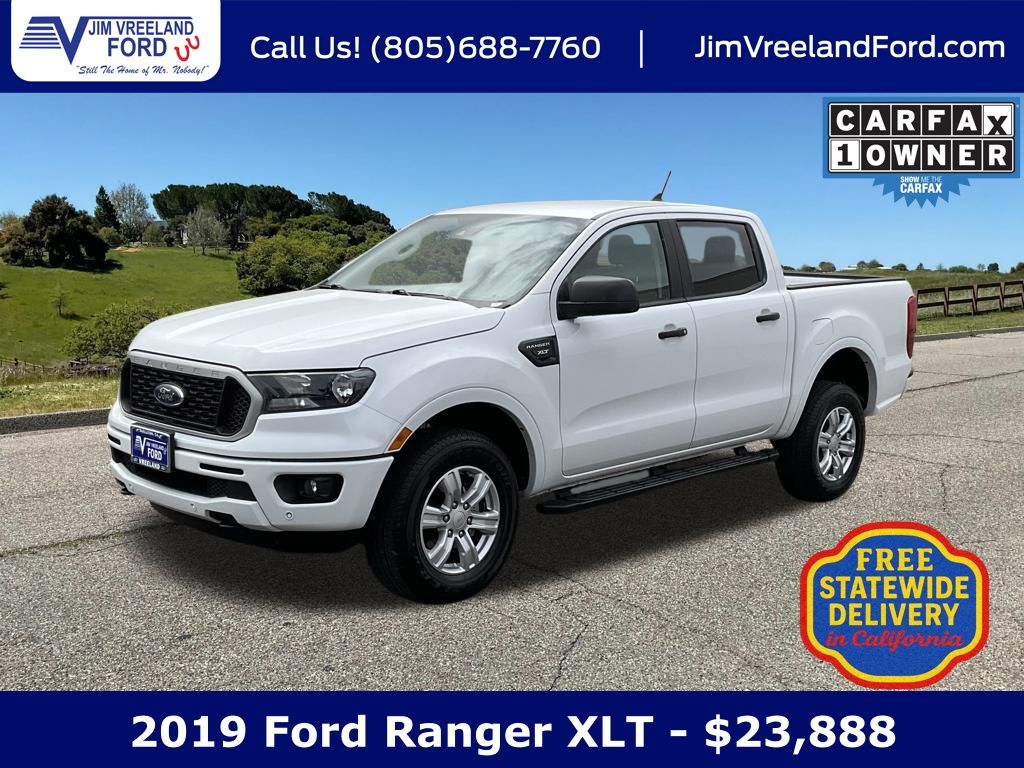 Oxford White 2019 Ford Ranger XLT SuperCrew RWD Pickup Truck 4X2 Automatic