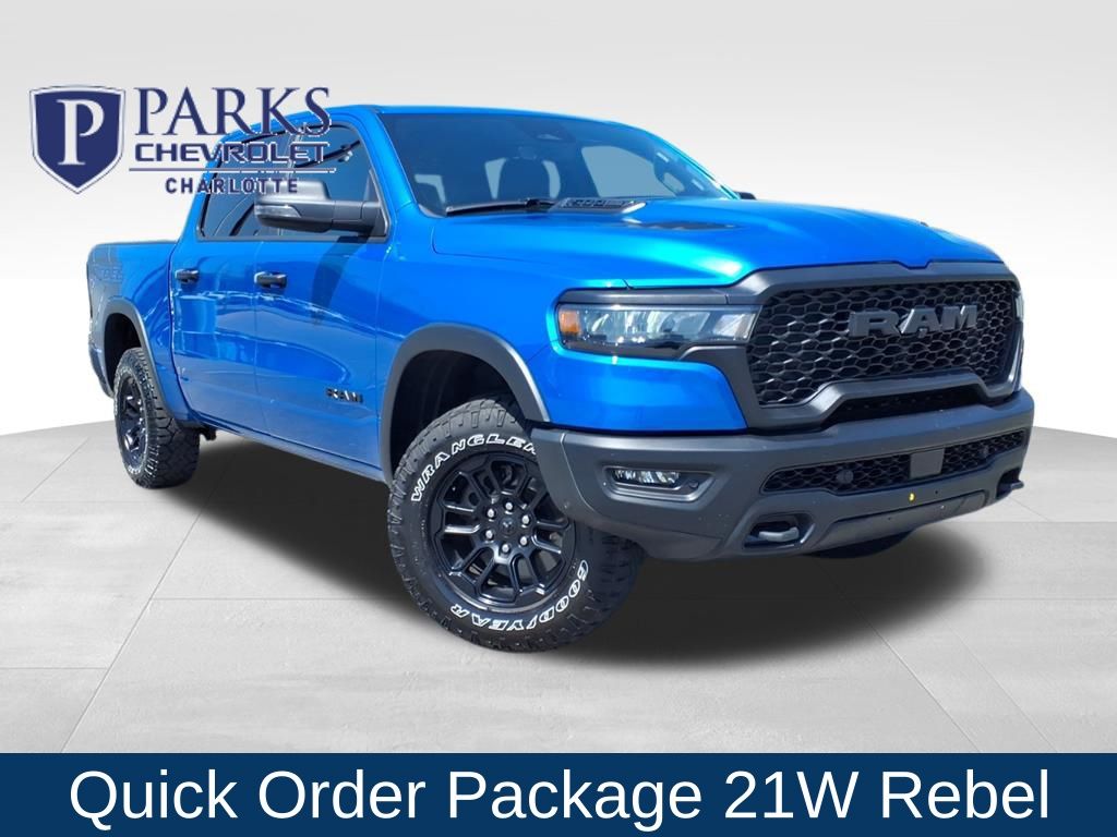 Hydro Blue Pearlcoat 2025 RAM 1500 Rebel Crew Cab 4WD Pickup Truck Four-Wheel Drive 8-Speed Automatic