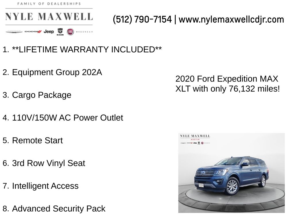 Used Car 2020 Ford Expedition Max  Xlt For Sale Under $30,000 In Austin, Texas