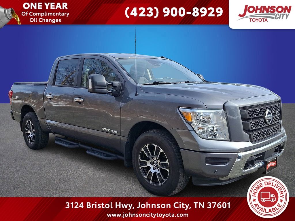 Gray (Gun Metallic) 2021 Nissan Titan SV Crew Cab 4WD Pickup Truck Four-Wheel Drive 9-Speed Automatic