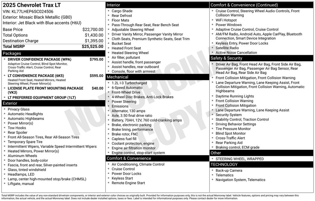 2025 Chevrolet Trax LT Black at Klick Lewis Buick Chevrolet