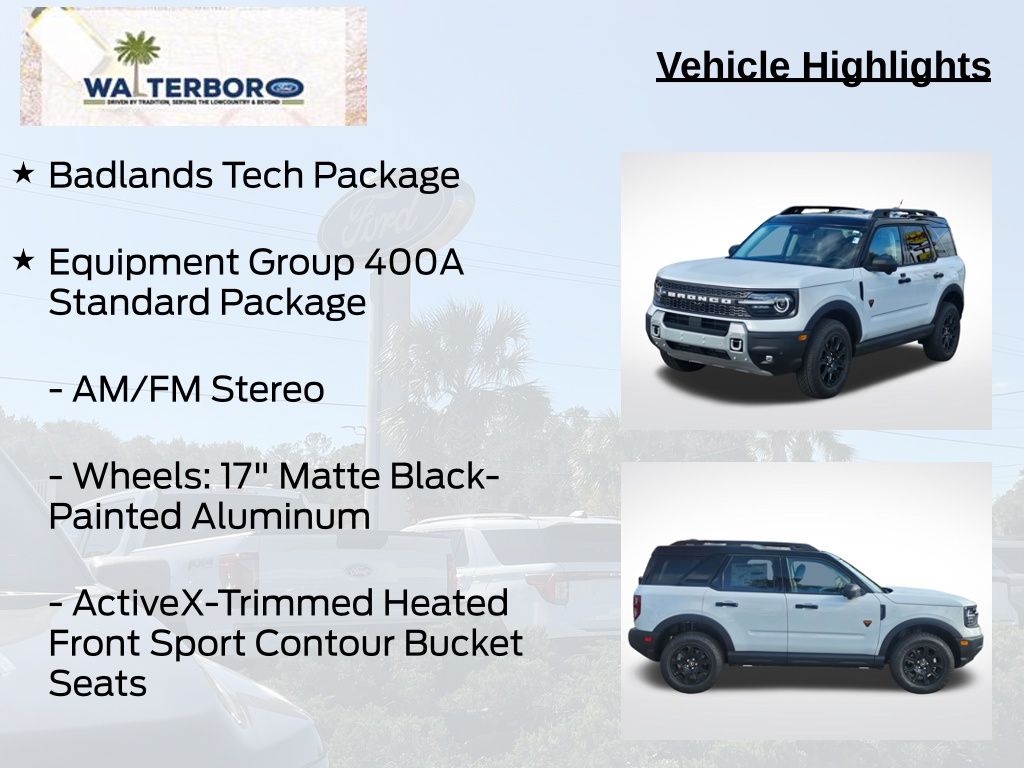 2026 Ford Bronco Sport Badlands White at Walterboro Ford