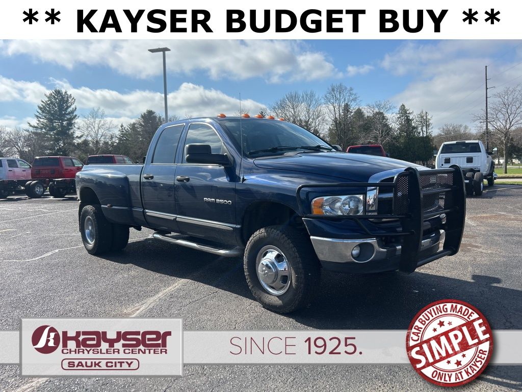 Patriot Blue Pearlcoat 2004 Dodge RAM 3500 SLT Quad Cab LB DRW 4WD Pickup Truck Four-Wheel Drive 4-Speed Automatic
