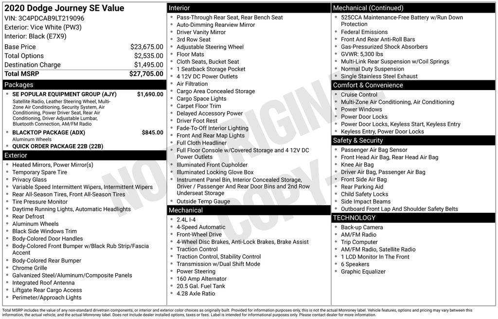 Used 2020 White Dodge SE image 2