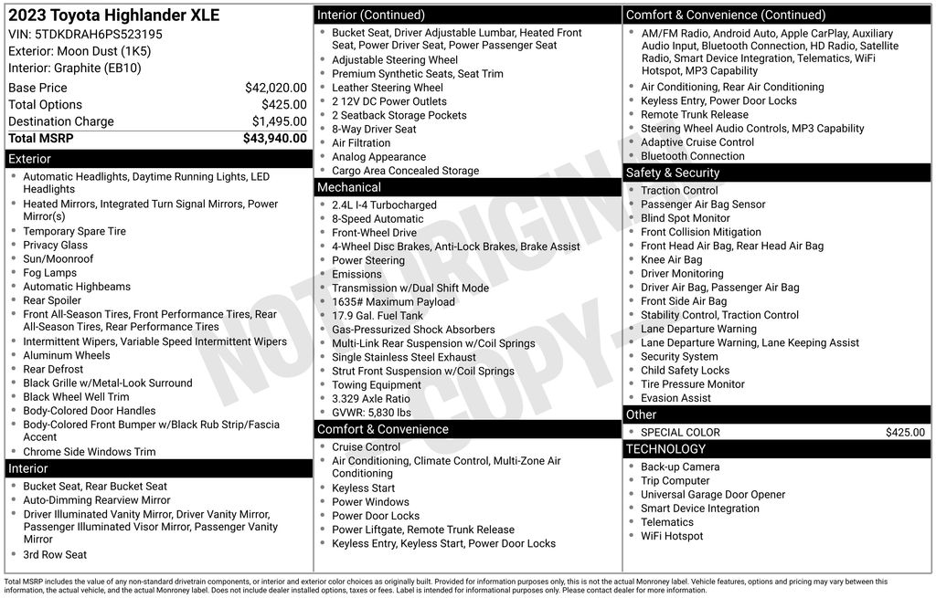 2023 Toyota Highlander XLE FWD's photo