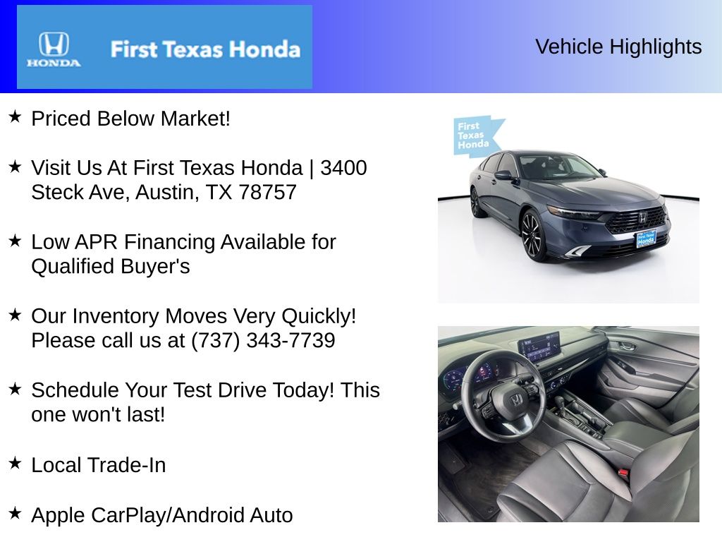 Used Car 2024 Honda Accord Hybrid  Touring For Sale Under $35,000 In Austin, Texas