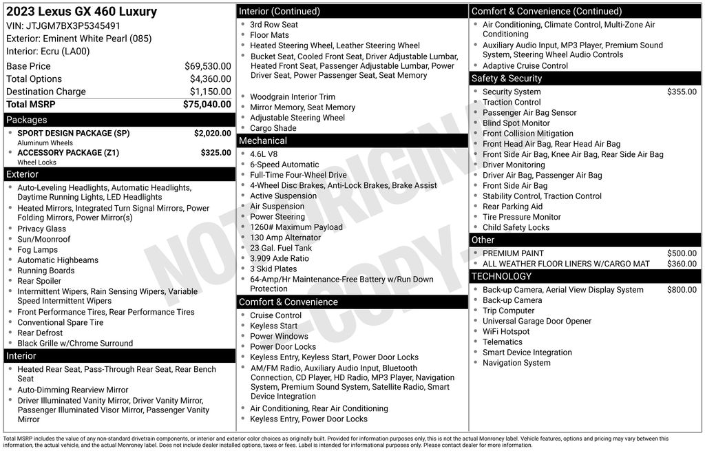 Used Car 2023 Lexus Gx  460 Luxury For Sale Under $70,000 In Austin, Texas