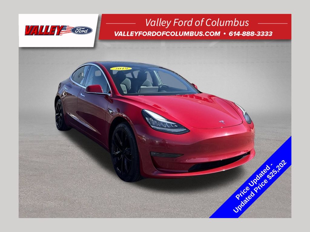 Red Multi-Coat 2019 Tesla Model 3 Sedan All-Wheel Drive 1-Speed Automatic
