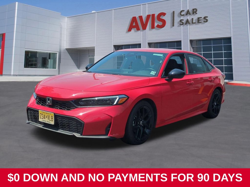 Red 2025 Honda Civic Sedan Front-Wheel Drive Continuously Variable Transmission
