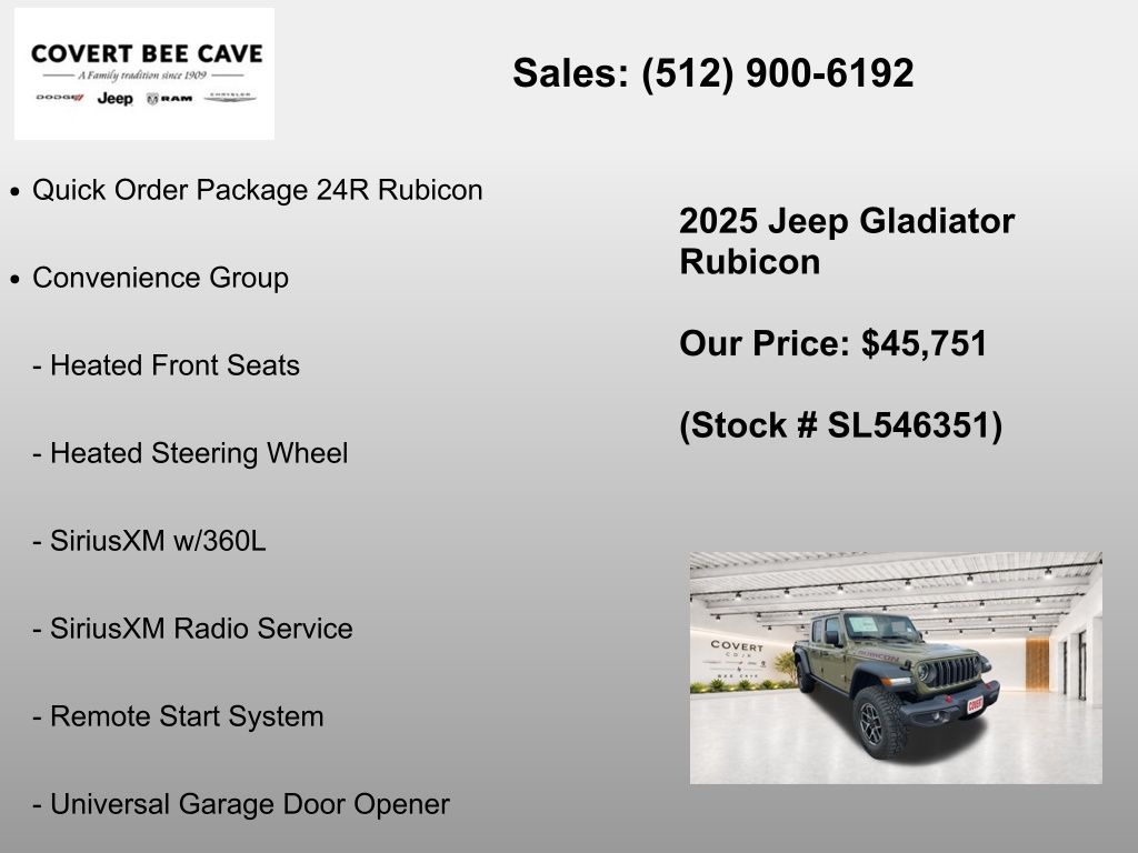 New Car 2025 Jeep Gladiator  Rubicon For Sale Under $50,000 In Austin, Texas