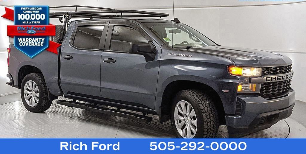 Shadow Gray Metallic 2020 Chevrolet Silverado 1500 Custom Crew Cab 4WD Pickup Truck Four-Wheel Drive 6-Speed Automatic Overdrive
