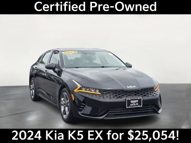 Ebony Black 2024 Kia K5 Sedan Front-Wheel Drive 8-Speed Automatic