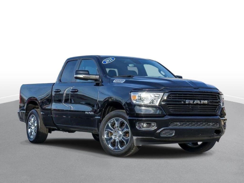 Diamond Black Crystal Pearlcoat 2021 RAM 1500 Big Horn Quad Cab 4WD Pickup Truck Four-Wheel Drive 8-Speed Automatic