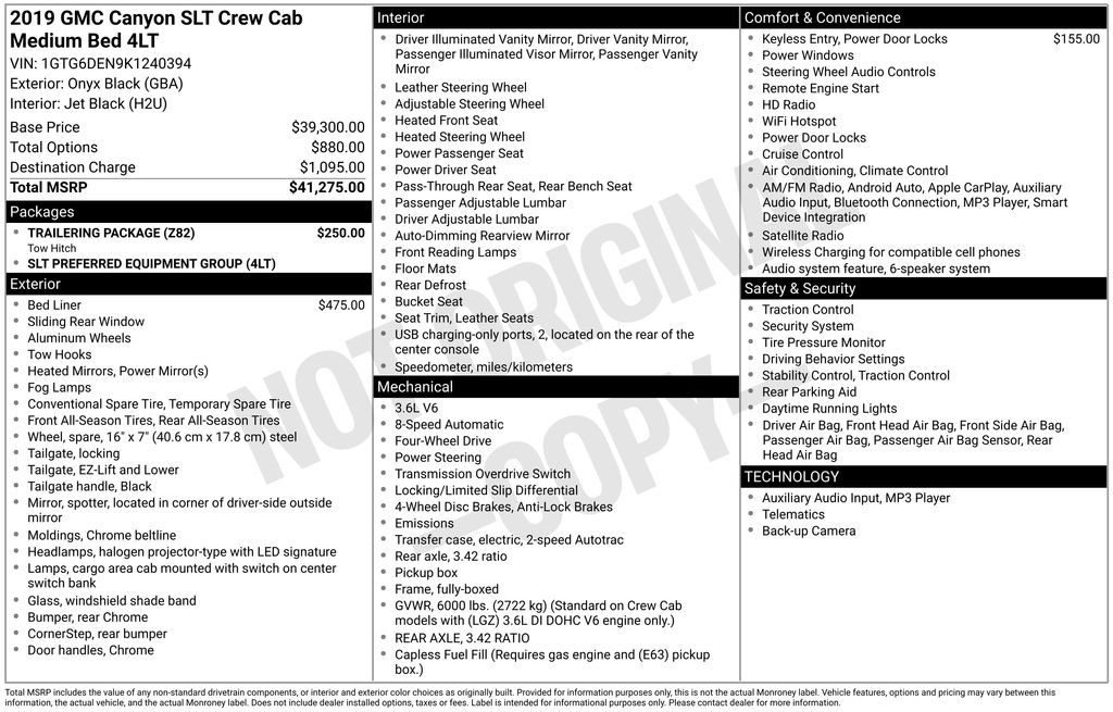 Used 2019 GMC Canyon SLT 4D Crew Cab