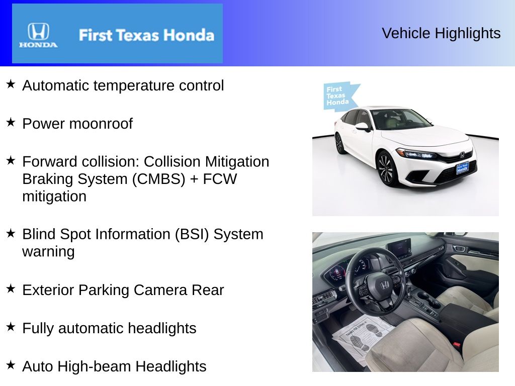 Used Car 2022 Honda Civic  Ex For Sale Under $20,000 In Austin, Texas