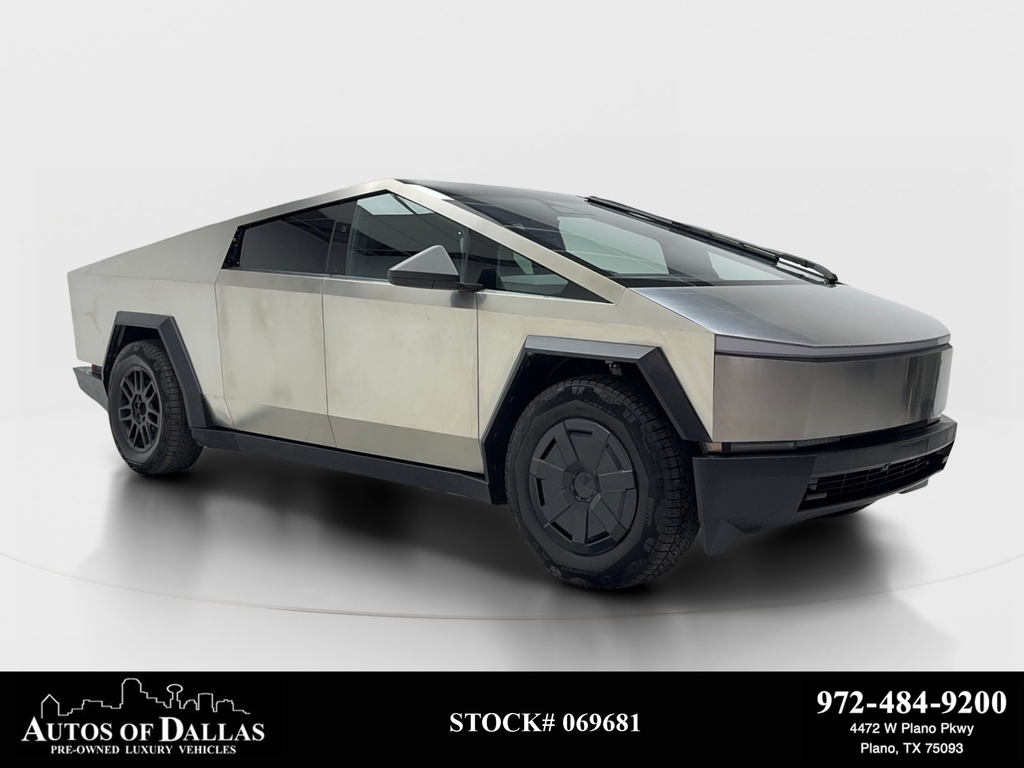 Silver 2025 Tesla Cybertruck Crew Cab AWD Pickup Truck All-Wheel Drive 1-Speed Automatic