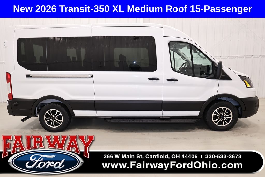 Oxford White 2026 Ford Transit Passenger 350 XL Medium Roof LB RWD Van Rear-Wheel Drive 