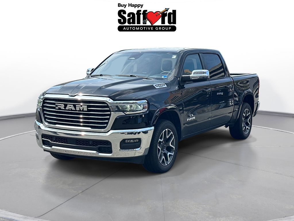 Diamond Black Crystal Pearlcoat 2025 RAM 1500 Laramie Crew Cab 4WD Pickup Truck Four-Wheel Drive 8-Speed Automatic