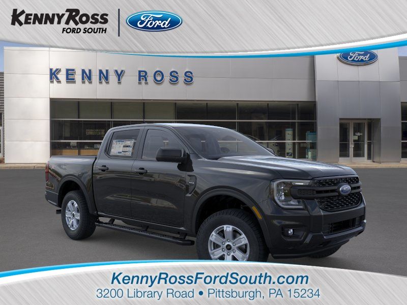 Shadow Black 2025 Ford Ranger XL SuperCrew 4WD Pickup Truck Four-Wheel Drive Automatic