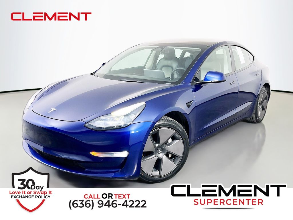 Deep Blue Metallic 2022 Tesla Model 3 Long Range AWD Sedan All-Wheel Drive 1-Speed Automatic