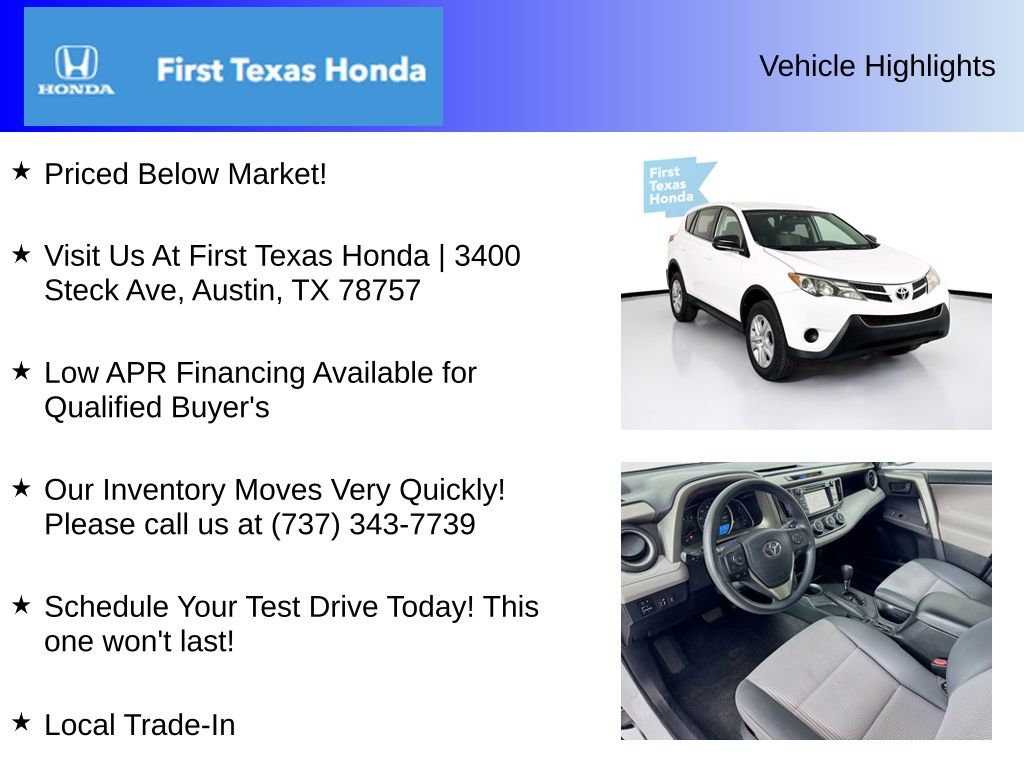 Used Car 2014 Toyota Rav4  Le For Sale Under $15,000 In Austin, Texas