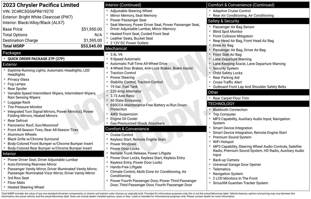  2023 Chrysler Pacifica Limited AWD   